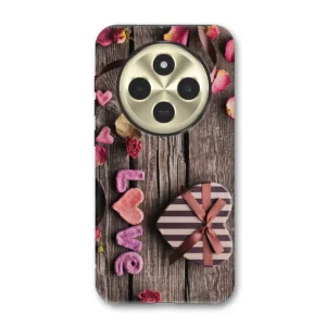 Redmi 14CΘήκη Κινητού με Καρδιά και Γράμματα LOVE – Ξύλινο Ρομαντικό Στυλ Αγίου Βαλεντίνου