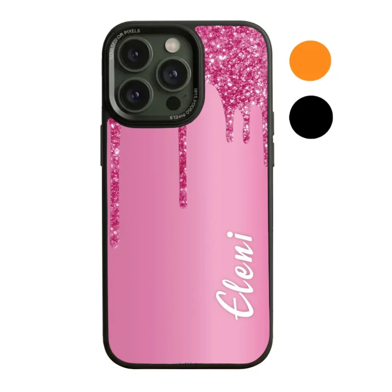 Εξατομικευμένη Θήκη όνομα  – Ροζ Glitter Design με Υπογραφή